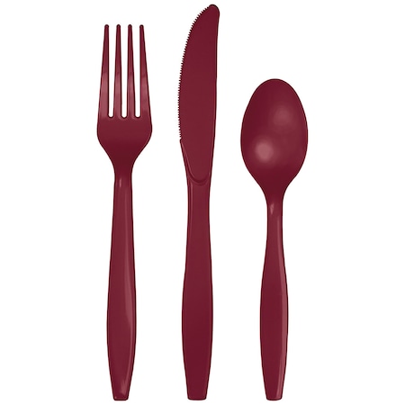 Touch Of Color Red Assorted Plastic Cutlery, Burgundy, 288PK 013122